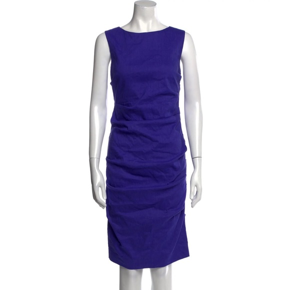 ✨ Nicole Miller Cobalt Blue Bateau Neckline Sheath Dress ✨ - Picture 1 of 3